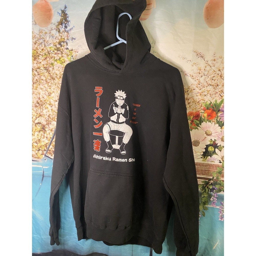 Naruto Shippuden Ichiraku Ramen Shop Black Hoodie Sweatshirt Large